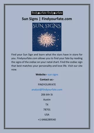 sun signs findyourfate com