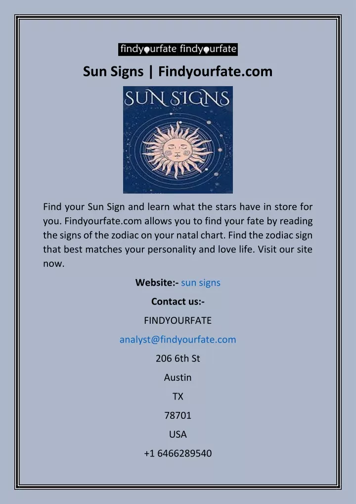 sun signs findyourfate com