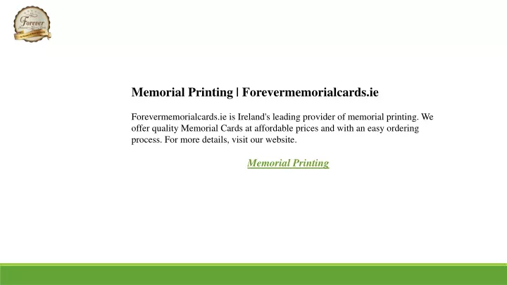 memorial printing forevermemorialcards