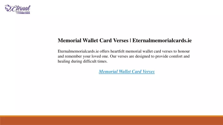memorial wallet card verses eternalmemorialcards