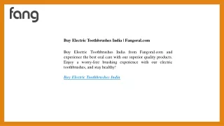 Buy Electric Toothbrushes India  Fangoral.com