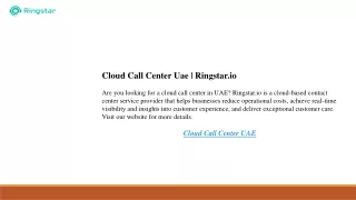 Cloud Call Center Uae  Ringstar.io