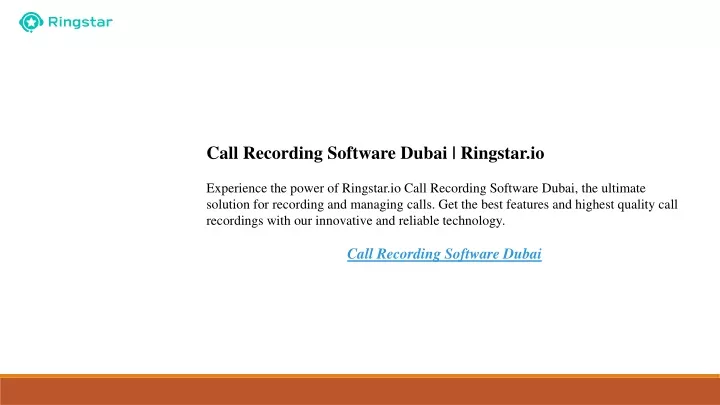 call recording software dubai ringstar