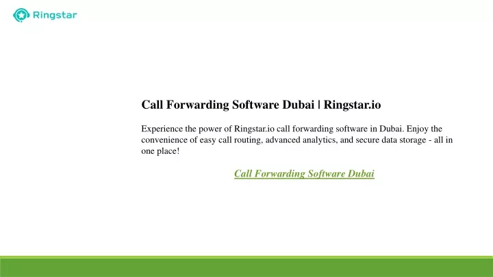 call forwarding software dubai ringstar