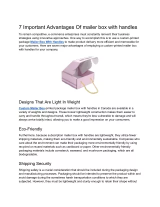 7 Important Advantages Of mailer box with handles