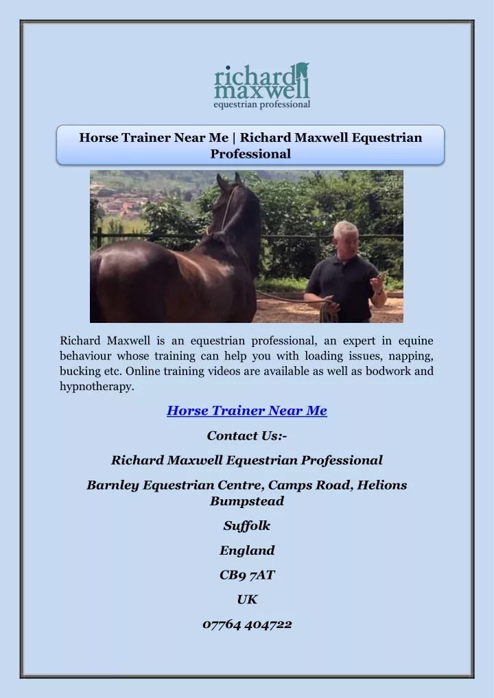 horse trainer near me richard maxwell equestrian