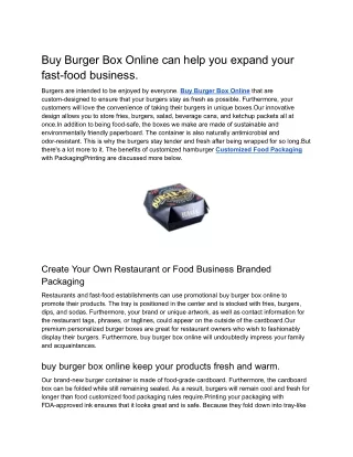 buy burger box online can help you expand your fast-food business