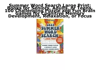 [PDF] DOWNLOAD FREE Summer Word Search Large Print: Books for Seniors, Adults, o