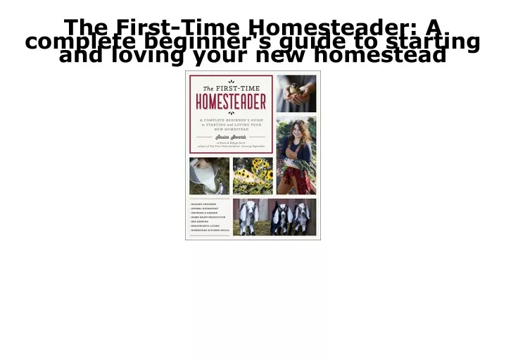 the first time homesteader a complete beginner