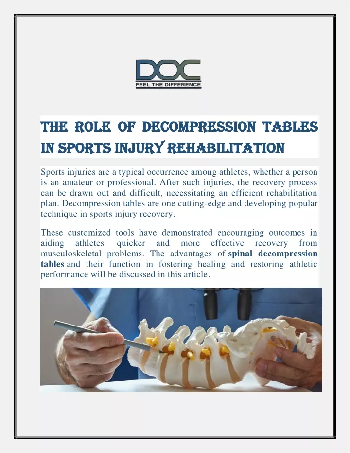 the role of decompression tables the role