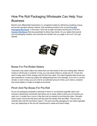 How Pre Roll Packaging Wholesale Can Help Your Business