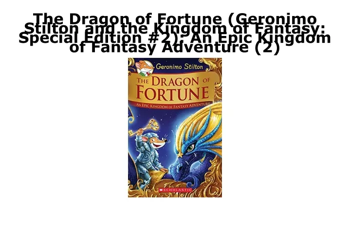 the dragon of fortune geronimo stilton