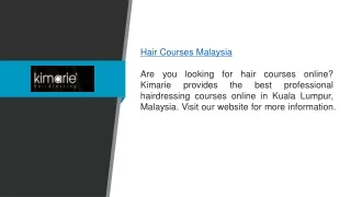 Hair Courses in Kuala Lumpur, Malaysia