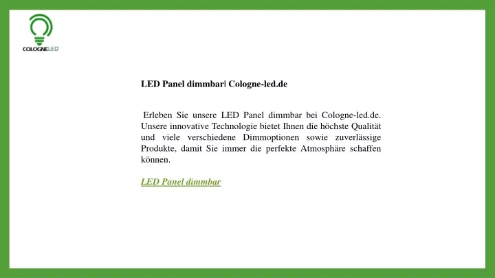 led panel dimmbar cologne led de