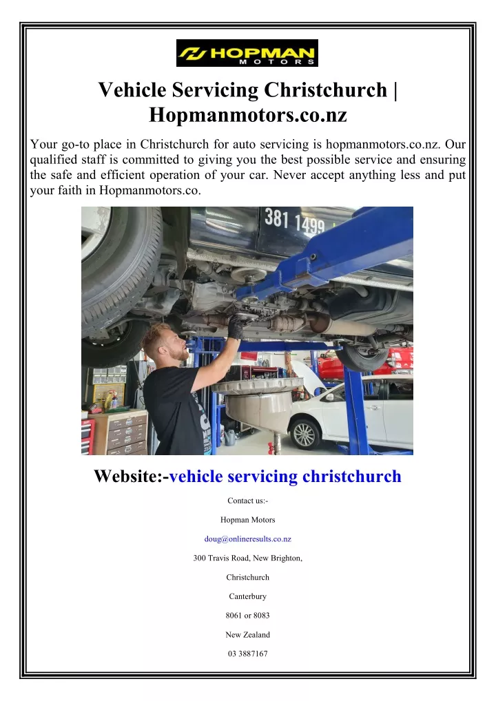 vehicle servicing christchurch hopmanmotors co nz