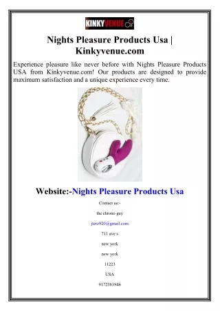 Nights Pleasure Products Usa  Kinkyvenue.com