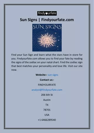 Sun Signs  Findyourfate.com