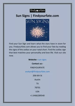 sun signs findyourfate com