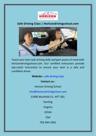 safe driving class horizondrivingschool com
