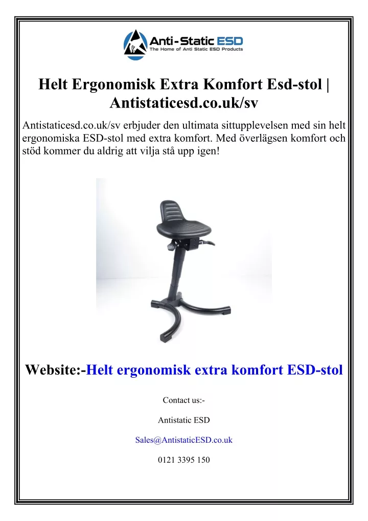 helt ergonomisk extra komfort esd stol