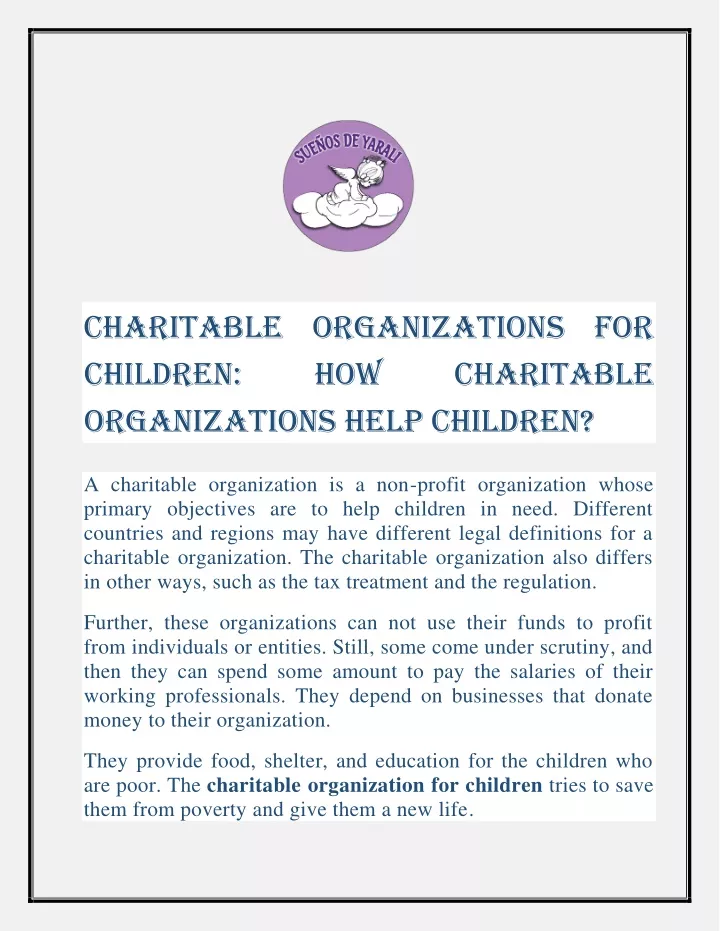 charitable organizations for children