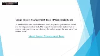 Visual Project Management Tools  Pmuncovered.com
