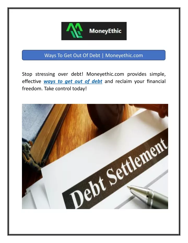 ways to get out of debt moneyethic com