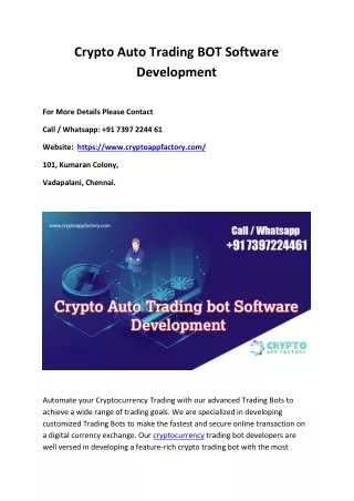 Crypto Auto Trading BOT Software Development