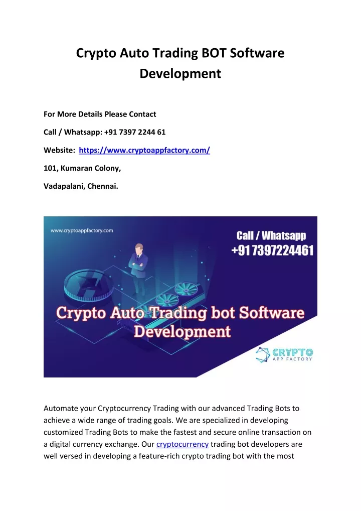 crypto auto trading bot software development