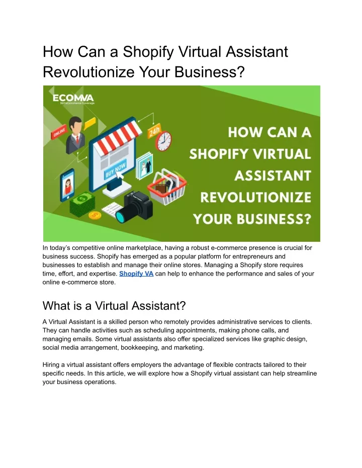 how can a shopify virtual assistant revolutionize