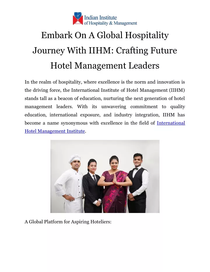 embark on a global hospitality