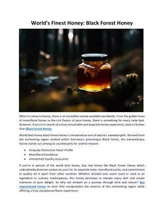 World's Finest Honey Black Forest Honey