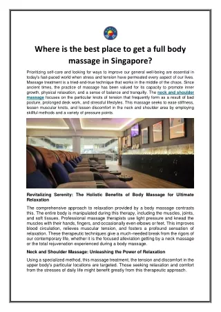 Where is the best place to get a full body massage in Singapore
