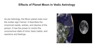 Effects of Planet Moon in Vedic Astrology