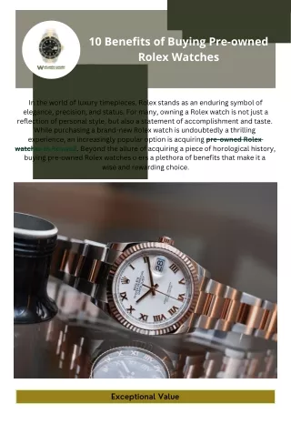 10 Benefits of Buying Pre-owned Rolex Watches