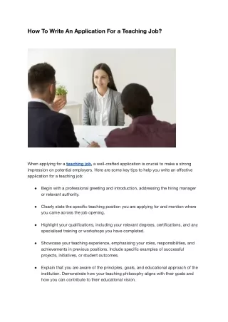 how to write an application for a teaching job