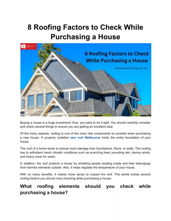 8 roofing factors to check while purchasing
