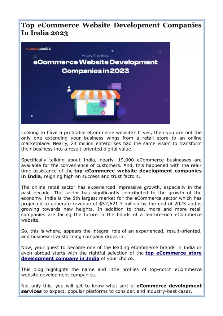 top ecommerce website development companies