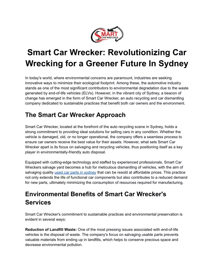 smart car wrecker revolutionizing car wrecking