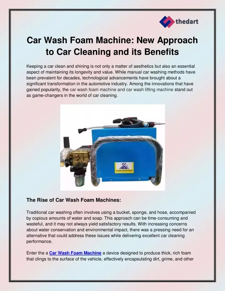 car wash foam machine new approach