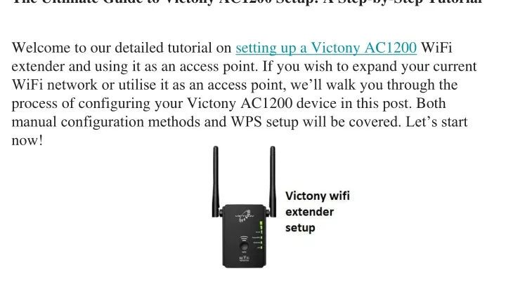 the ultimate guide to victony ac1200 setup a step by step tutorial