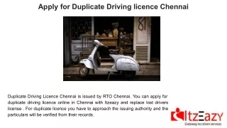 Apply for Duplicate Driving licence Chennai