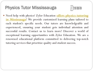 Physics Tutor Mississauga| Zylor Education