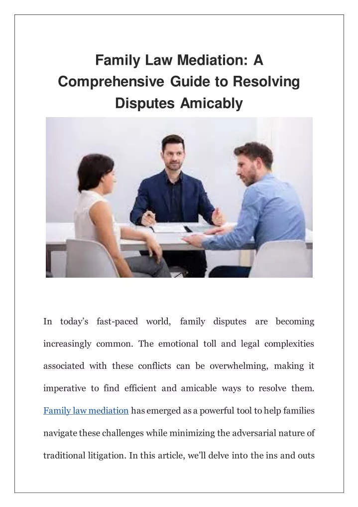family law mediation a comprehensive guide