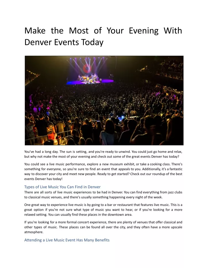 make the most of your evening with denver events