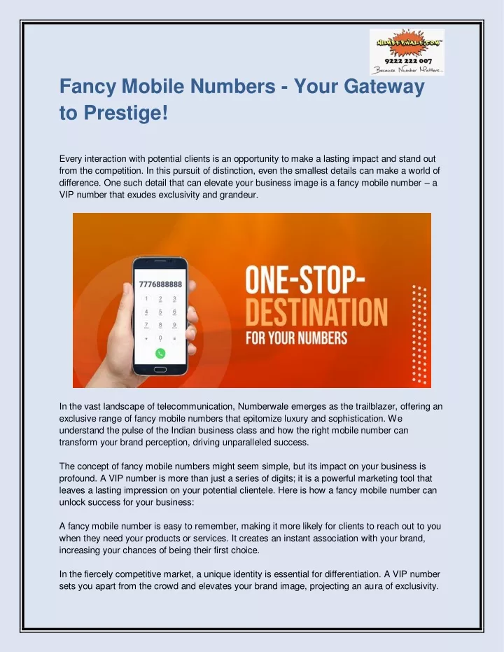 fancy mobile numbers your gateway to prestige