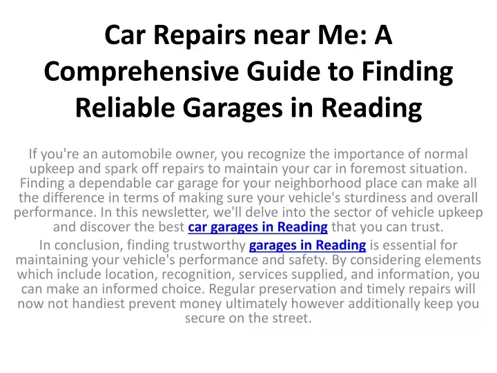 car repairs near me a comprehensive guide to finding reliable garages in reading