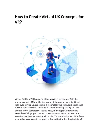 How to Create Virtual UX Concepts for VR?