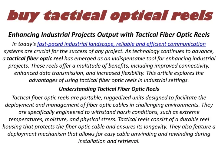 buy tactical optical reels