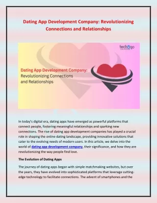 Dating App Development Company-  Revolutionizing Connections and Relationships